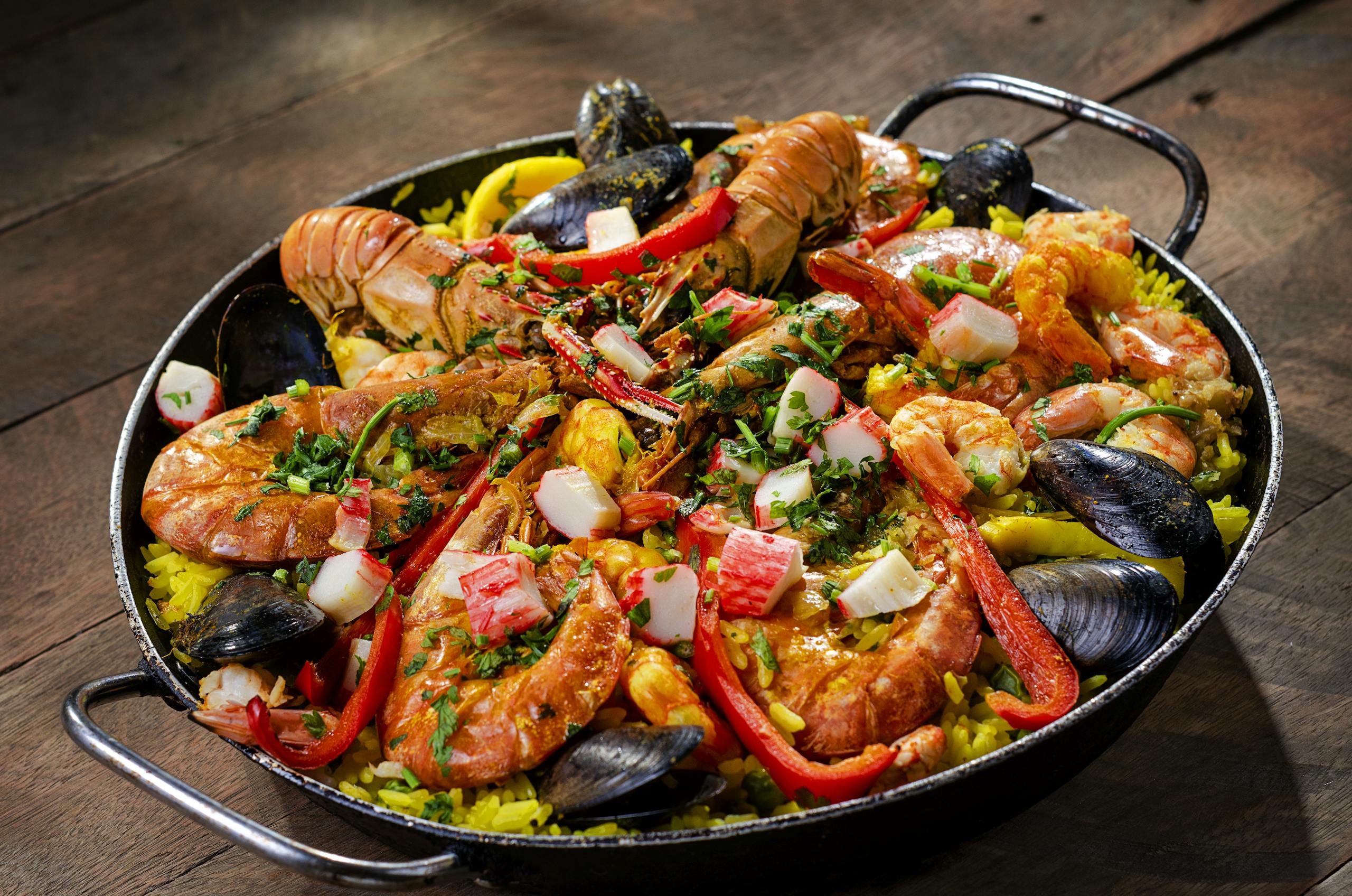 Paella Served in Wok
